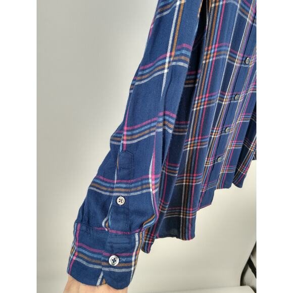 Talbots Perfect Shirt Petite 2XP Buckingham Plaid Long Sleeve Button Front Blue - Picture 5 of 9